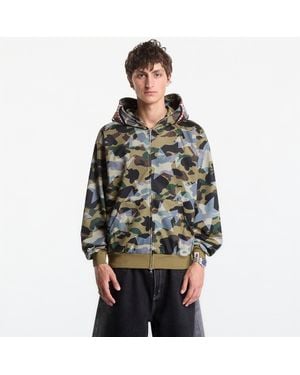 A Bathing Ape Sweatshirt Sta Over Print 1St Camo Mesh Shark Cropped Fit Full Zip Hoodie - Green