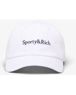 Sporty & Rich Serif Logo Hat - White