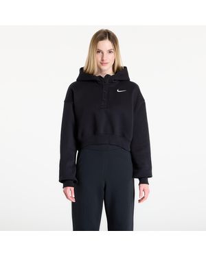Nike Sweatshirt Sportswear Phoenix Fleece Oversized Cropped Henley Hoodie/ Sail - Schwarz