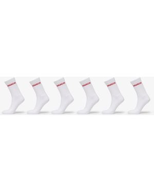 BOSS Sokken Rib Logo Sock 6-Pack - Wit