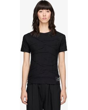 Y-3 T-Shirt Pleated Short Sleeve Tee - Schwarz