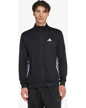 adidas Originals Felpa Adida Workout Eential All-Et 3-Tripe Knit Track Top - Nero