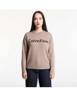Calvin Klein Chandail jeans contrast logo ls sweater m - Neutre