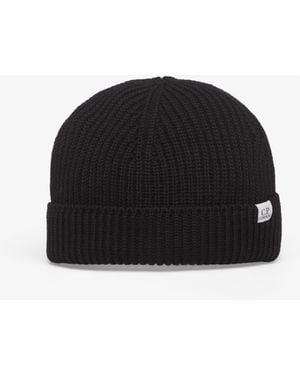 C.P. Company Extrafine Merino Wool Fisherman Beanie - Black