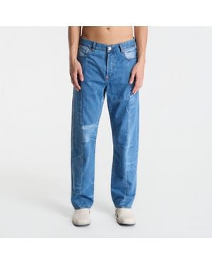KENZO Pants Patchwork Straight Fit Jeans - Blue