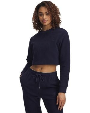 Under Armour Damesshirt Met Ronde Hals Icon Terry Varsity Midnight Marineblauw Midnight Marineblauw