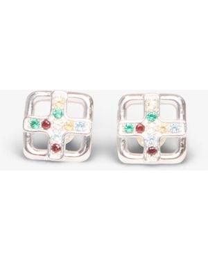 MAPLE Cross Earrings 925 Topaz - Weiß