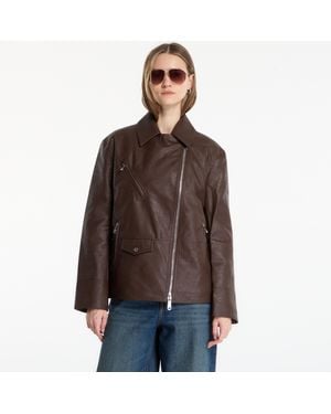 Calvin Klein Jas Jeans Faux Leather Moto - Bruin