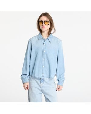 Calvin Klein Shirt Jeans Cropped Ls Shirt - Blue