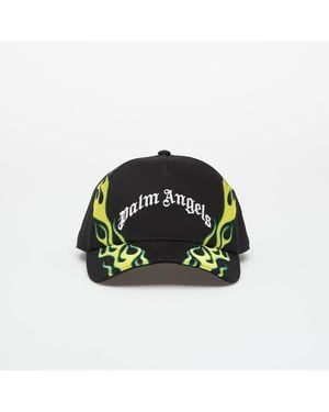 Palm Angels Cap Flames Curved Logo Cap/ Off - Green