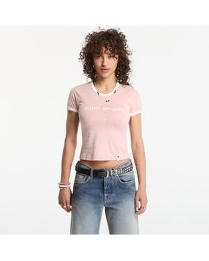 Palm Angels T-Shirt Hollywood Slim Tee Rose/ Off - Red