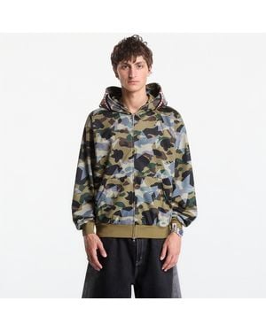 A Bathing Ape Fepa Sta Over Print 1St Camo Mesh Shark Cropped Fit Fu Zip Hoodie - Verde