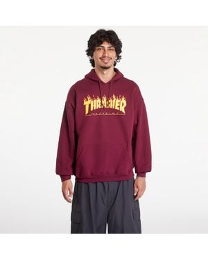 Thrasher Sweatshirt flame logo hood m - Rouge