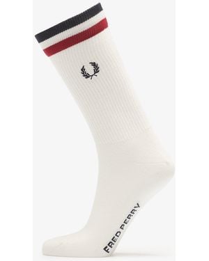 Fred Perry Tipped Sports Sock Snow/ Burnt - White