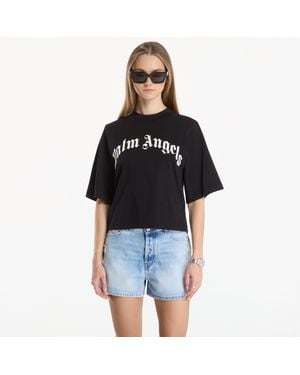 Palm Angels T-Shirt Curved Logo Boxy Tee/ Off - Black