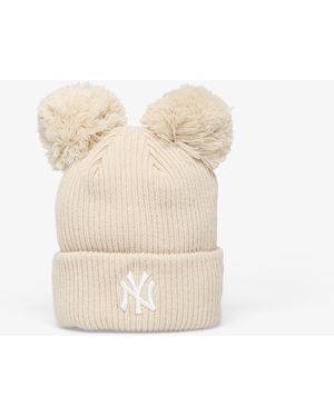 KTZ Knit Medium Mlb Double Pom Beanie New York Yankees - Natural