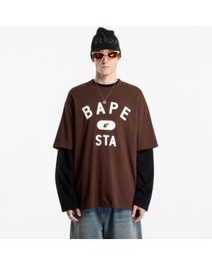 A Bathing Ape T-Shirt Bape Sta College Relaxed Fit Tee - Braun