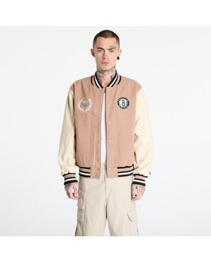 KTZ Bomber Brooklyn Nets Nba Lifestyle Varsity Jacket - Pink