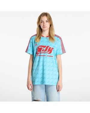 adidas Originals T-Shirt Adidas Graphic Football Allover Print Jersey Glow/ Six - Blue