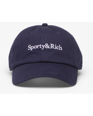Sporty & Rich Serif Logo Hat - Blue