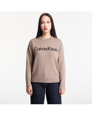 Calvin Klein Trui Jeans Contrast Logo Ls Sweater - Naturel
