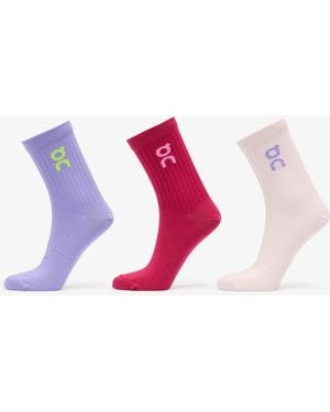 On Shoes Logo Sock High 3-Pack Orchid/ Comet - Pink