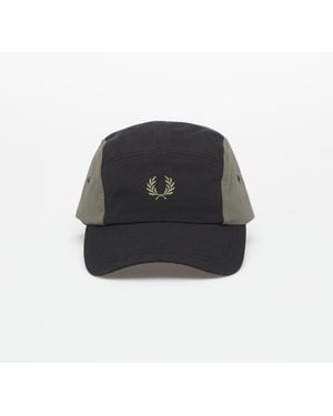 Fred Perry Blocked 5 Panel Ripstop Cap - Black