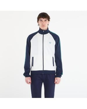 Fred Perry Sweatshirt Contrast Sleeve Track Jacket - Blau