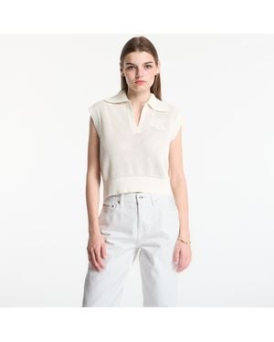 Calvin Klein Gilet Jeans Crochet Cropped Vest - Wit
