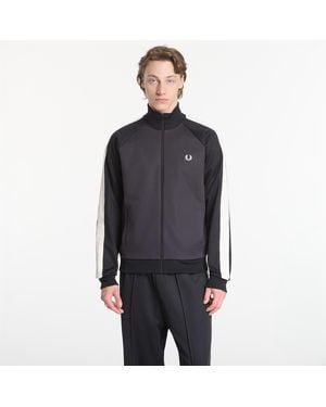 Fred Perry Sweatshirt Contrast Sleeve Track Jacket - Grau