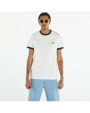 Fred Perry Taped Ringer T Shirt M4620 Snow - Bianco