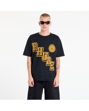 Rhude T-shirt collegiate crest tee vintage black/ yellow l - Noir