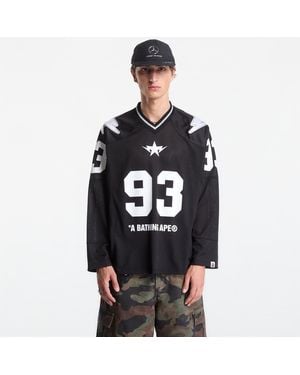 A Bathing Ape Line Camo Multi Logo Cropped Fit Football Jersey - Black