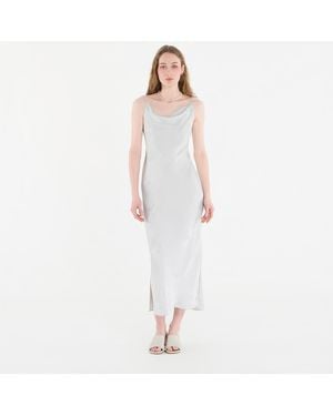 Calvin Klein Viscose Jacquard Maxi Slip Dress - White