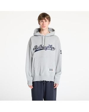 A Bathing Ape Felpa Baseball Logo Relaxed Fit Pullover Hoodie - Grigio