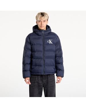 Calvin Klein Jacket Jeans Ls Nylon Monogram Puff Jacket - Blue