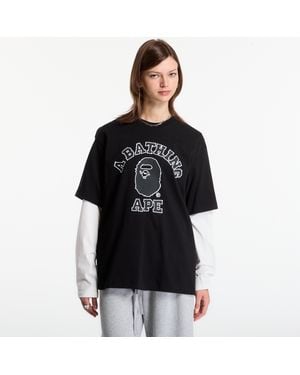 A Bathing Ape T-Shirt Hand Drawn Outline College Relaxed Fit Tee - Schwarz