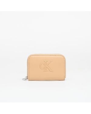 Calvin Klein Wallet Bold Ck Medium Zip Around - Natural