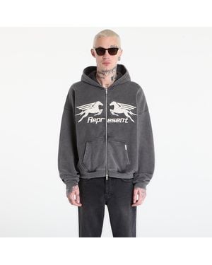 Represent Sweatshirt Pegasus Zip Through Hoodie - Gray