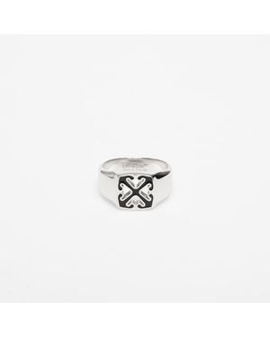 Off-White c/o Virgil Abloh Enamel arrow ring silver/ black 64 - Blanc