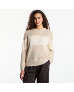 Calvin Klein Trui Jeans Brushed Alpaca Stripe Logo Sweat - Naturel