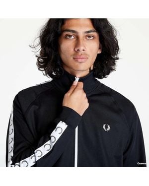 Fred Perry Sweatshirt Taped Track Jacket - Black