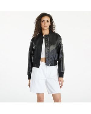 Calvin Klein Jacket Jeans Faux Leather Bomber Jacket - Black
