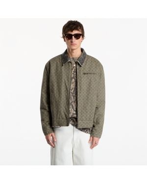Daily Paper Jacket Fur Collar Monogram Workwear Jacket - Brown