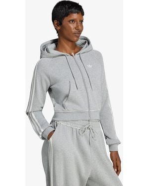 adidas Originals Jacket Adidas Graphic Short Front Zip Track Top - Gray