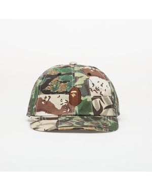 A Bathing Ape Camo Patchwork Panel Cap - Green