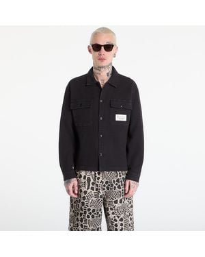 Brain Dead Shirt Waffle Button Front Shirt - Black