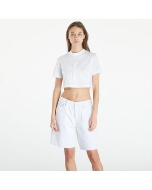 Calvin Klein Maglietta Jeans Premium Monologo Cropped T-Shirt - Bianco