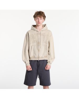 PATTA Sweatshirt Loopback Logo Zip Hooded Sweater - Natural