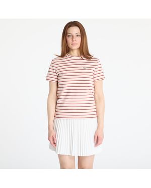 Lacoste Maglietta Striped T-Shirt Angora/ Latte/ Iberis - Rosso